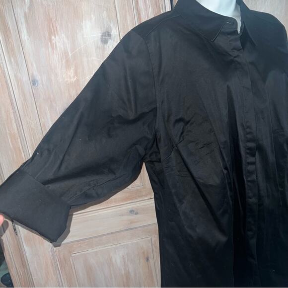 Lane Bryant Basic Black Button Down Shirt Roll up Sleeves NEW Women’s 24 - Picture 3 of 8